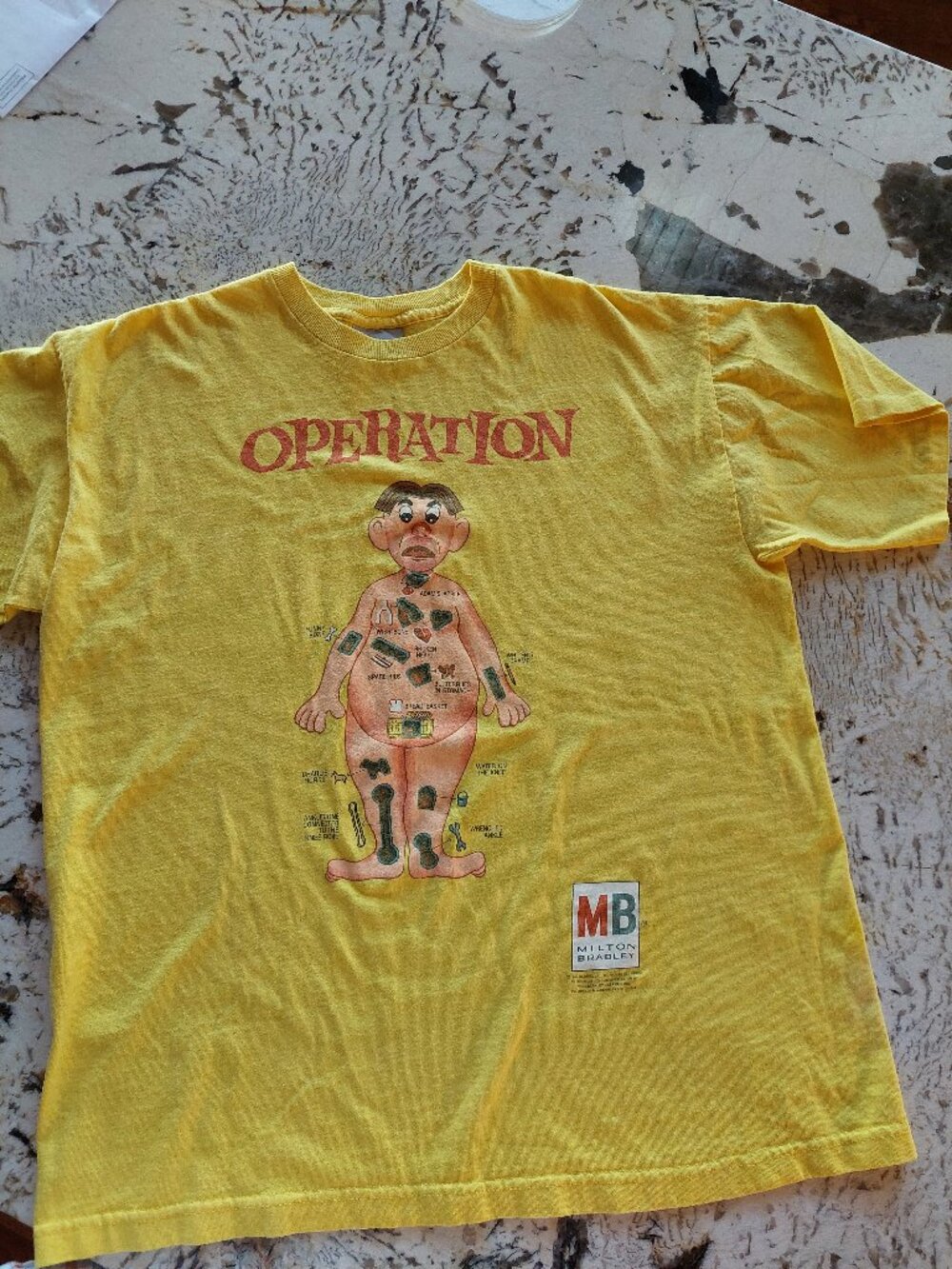 Vintage T-shirt Size L, Yellow, Milton Bradley Operation